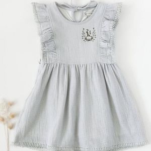 𝅺KARIBOU Muslin Dress Little Angel Size 3 Sky Blue